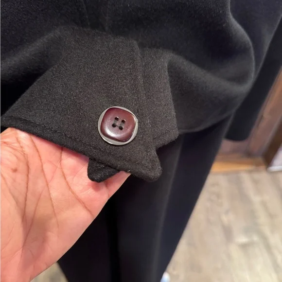 Electre Paris Vintage Black Pure Wool Long Maxi Coat See Measurements - Picture 9 of 16